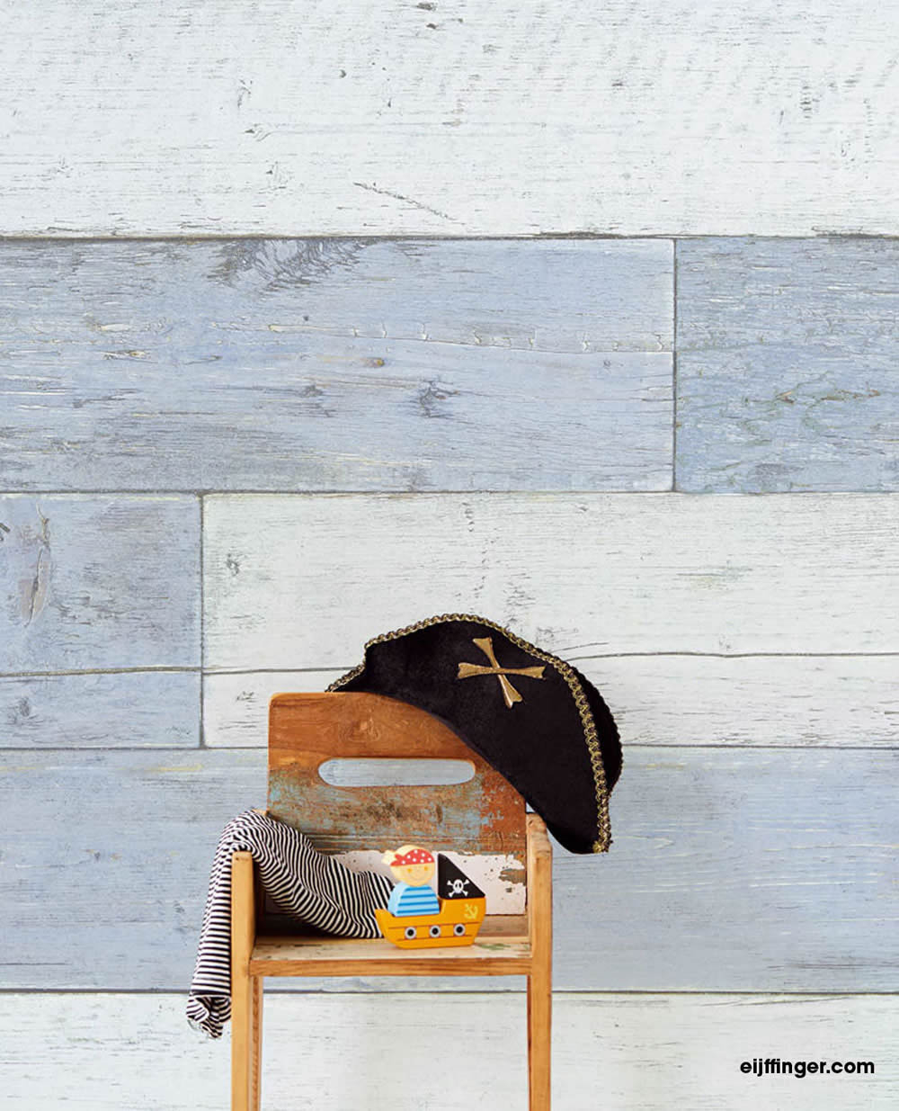 Mural Bright blue wood look-55-364181