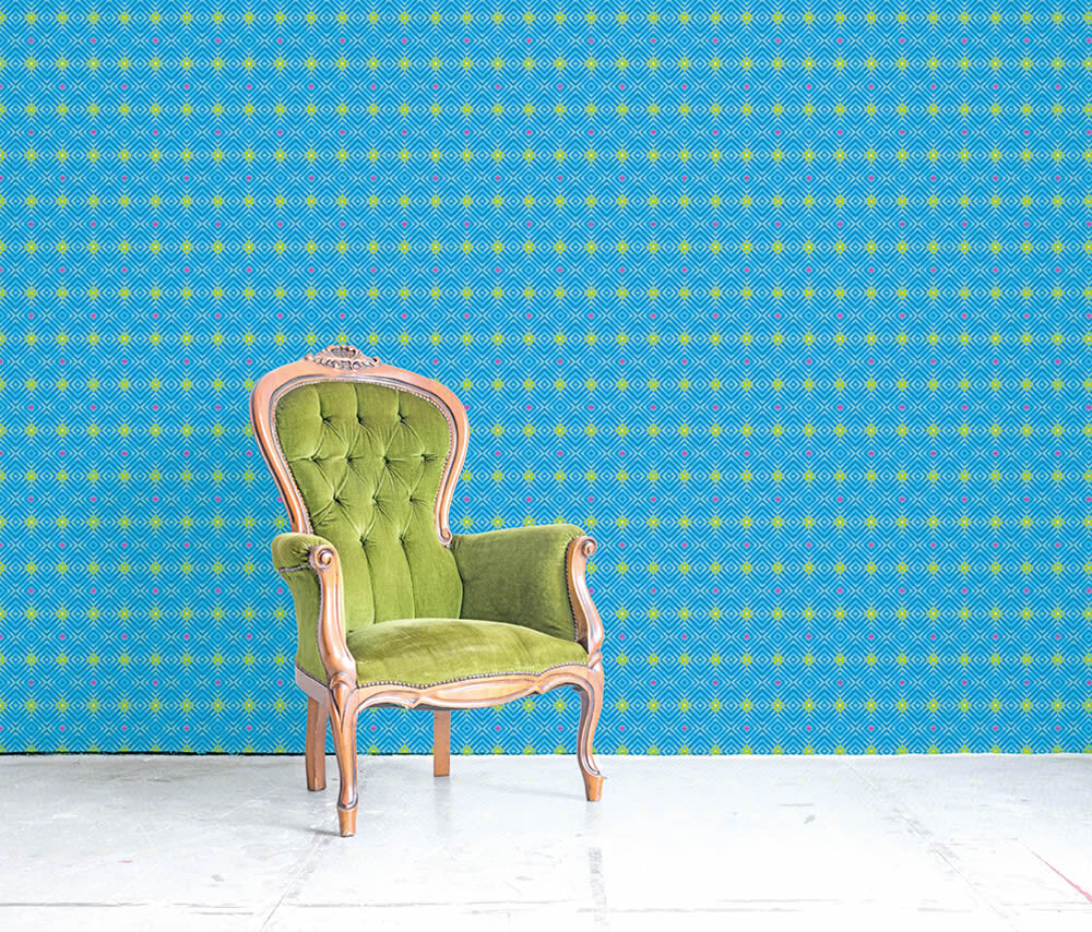 Wandbild Blau Grafisches Karomuster-65-TD4020