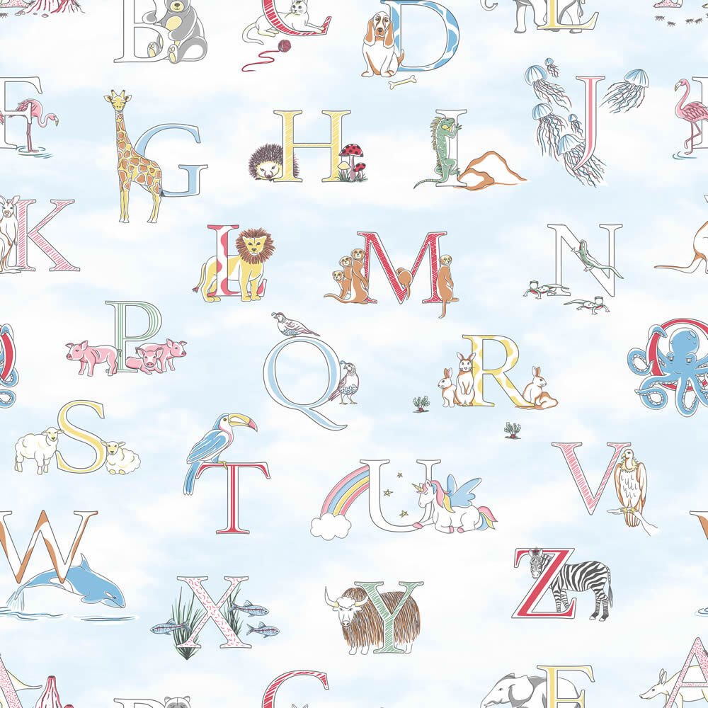 Wallpaper bright-blue letters