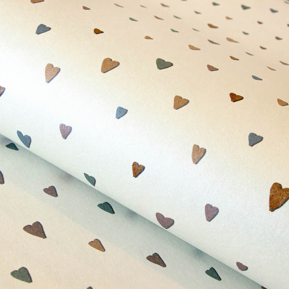 beige earth-colored non-woven wallpaper little hearts Great Kids Hohenberger 26814-75-26814-HTM.1M