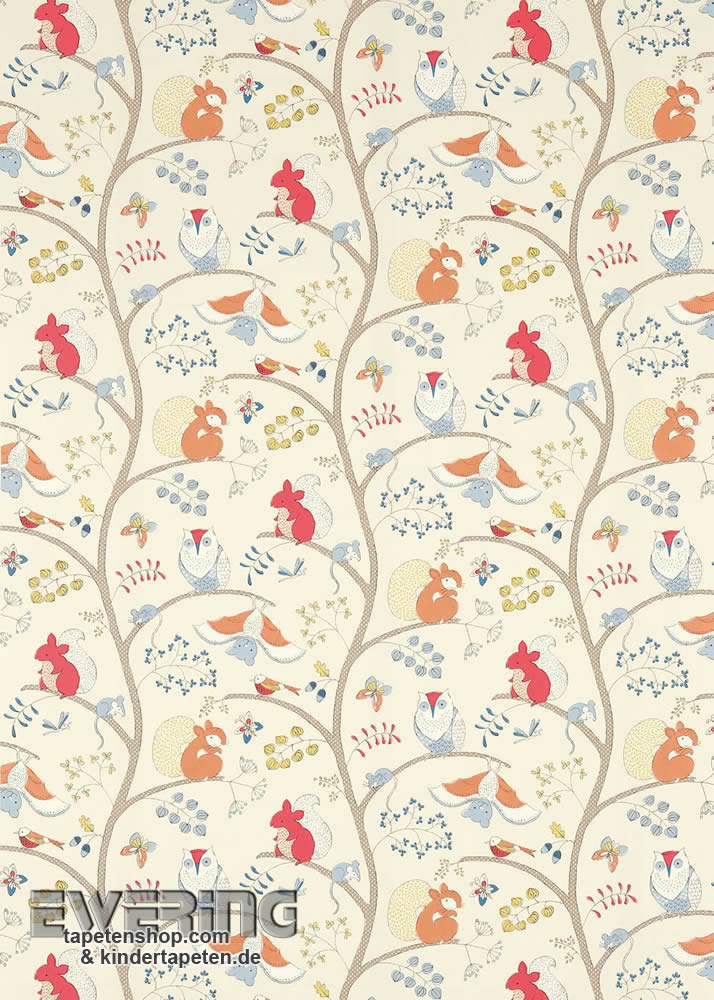 Wald-Tiere Hell-Beige Dekostoff