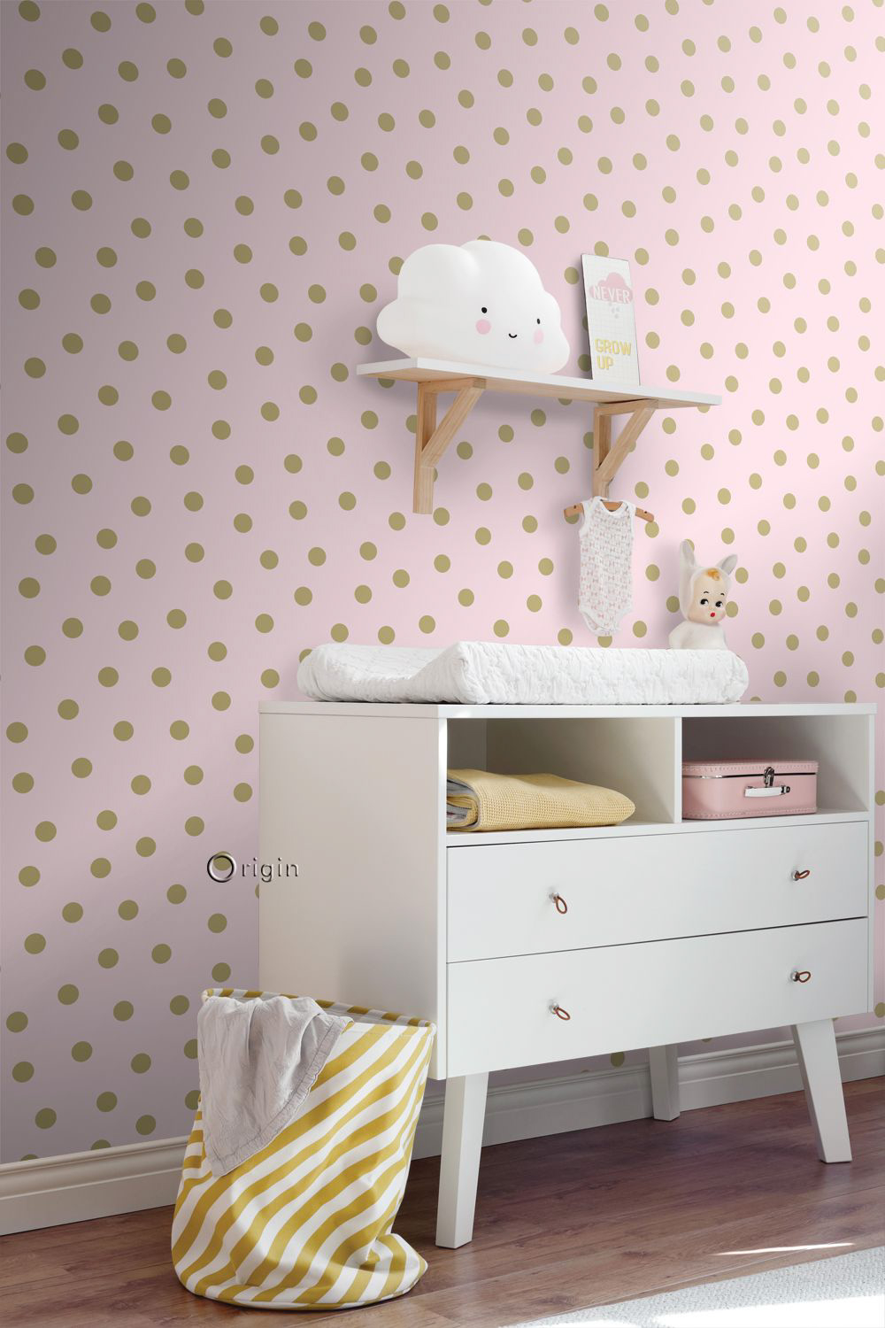Tapete Vliestapete goldene Punkte rosa modern 347677