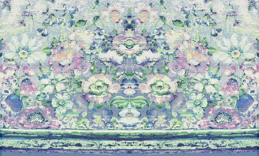 Blue Purple Mural Flowers Wide-55-364118