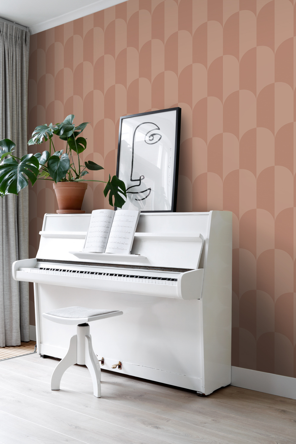 Tapete Vliestapete Art Deco Bögen terracotta rosa 131238