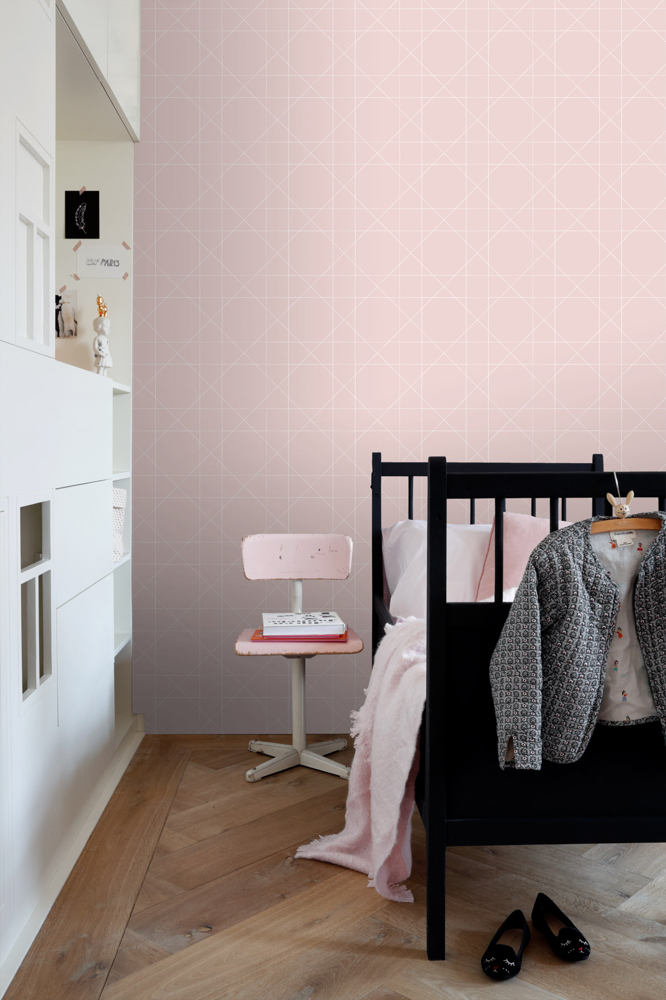 Tapete geometrische Scandi Tapete Linien altrosa Vlies 139091