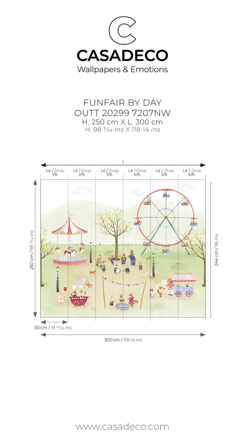 Wandbild Jahrmarkt mit Riesenrad 300 x 250 cm OUTT202997207NW
