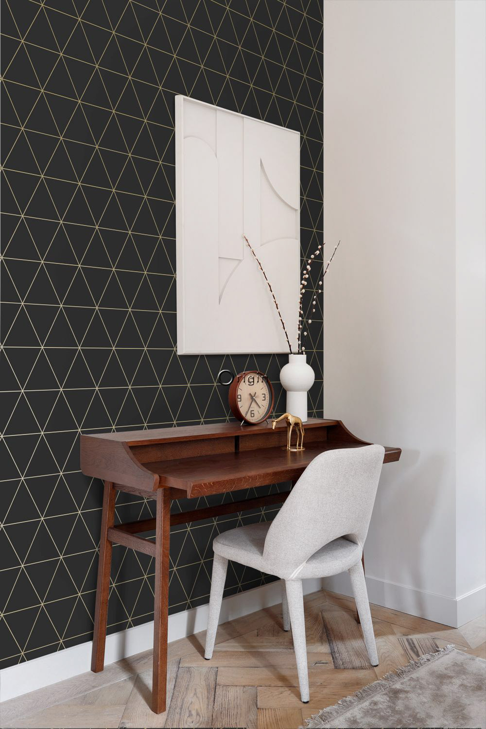 Tapete Dreiecke modern schwarz gold Vlies 347684