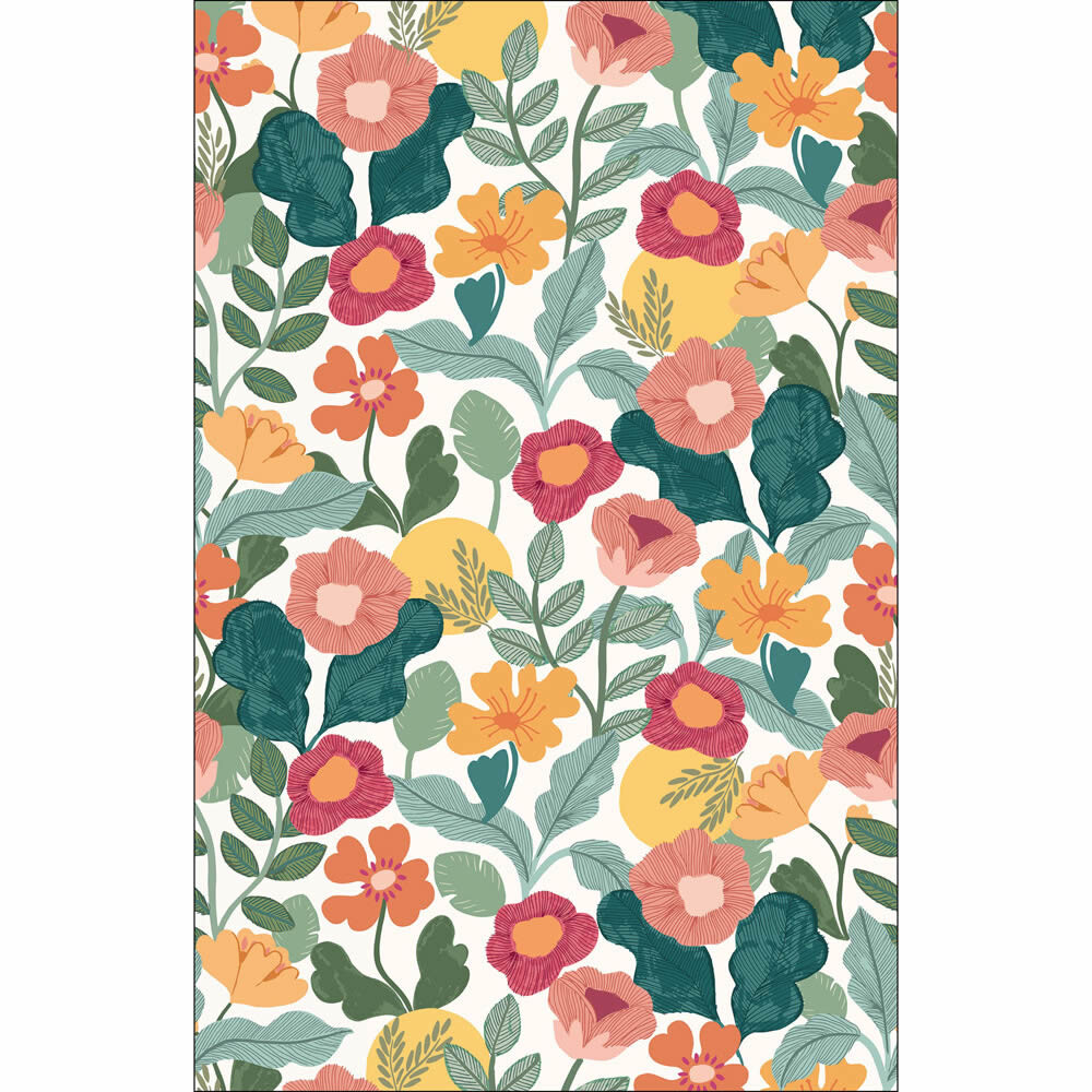 Wandbild L Blumenranken große Blüten bunt orange grün gelb PMW104667604