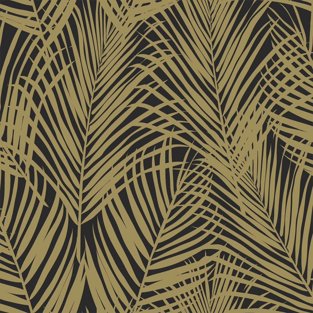 Wallpaper fern leaves black 139318