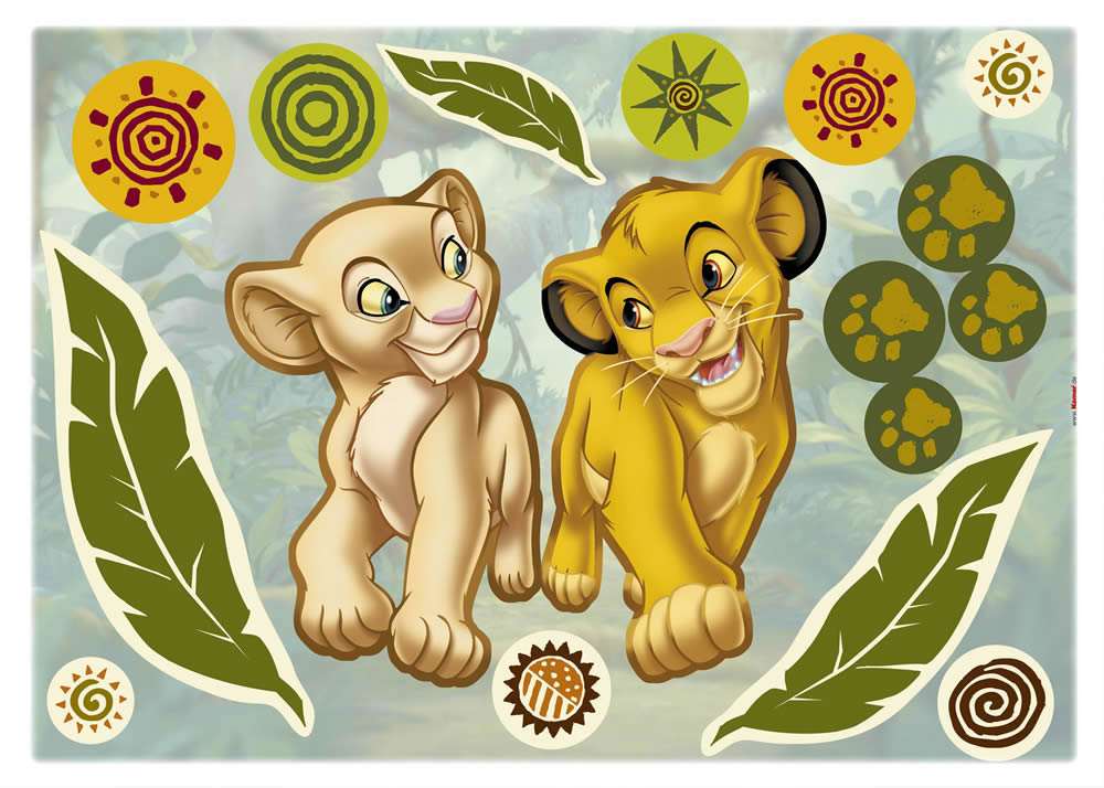 Wandsticker selbstklebend König der Löwen Simba und Nala Bunt