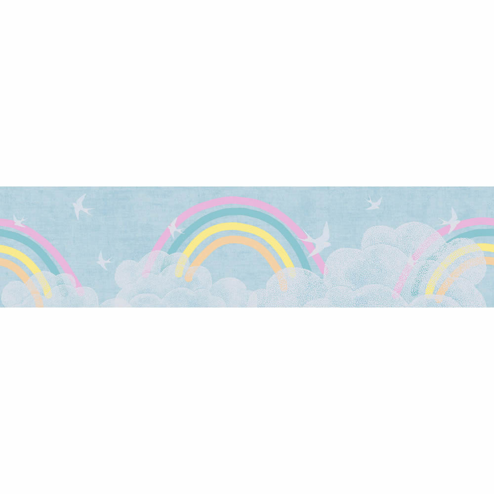 Bordüre Vlies Wolken und Regenbogen farbenfroh blau 771451-8-771451
