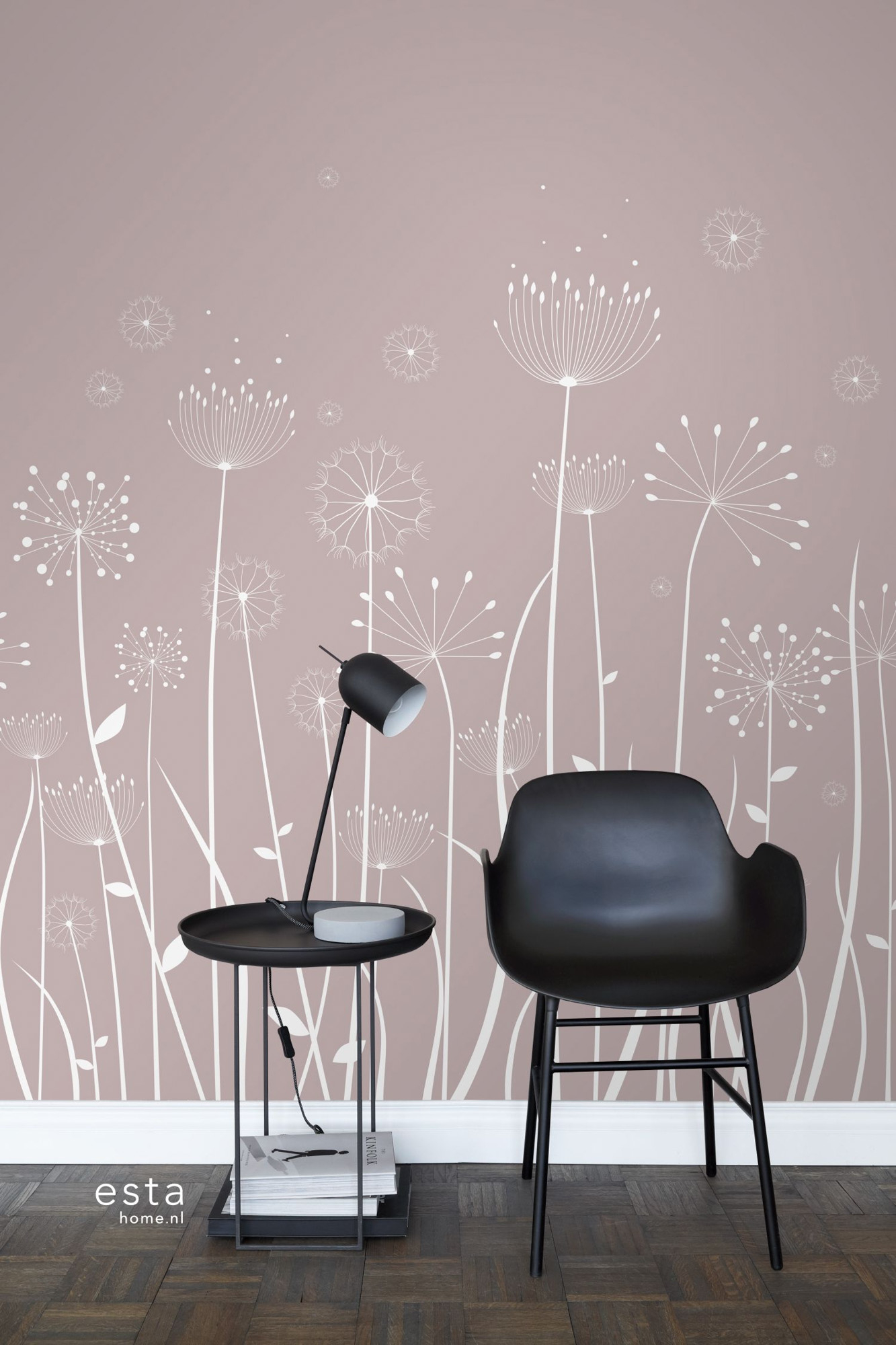 Wandbild Pusteblumenwiese Scandi altrosa 200 x 279 cm 158905