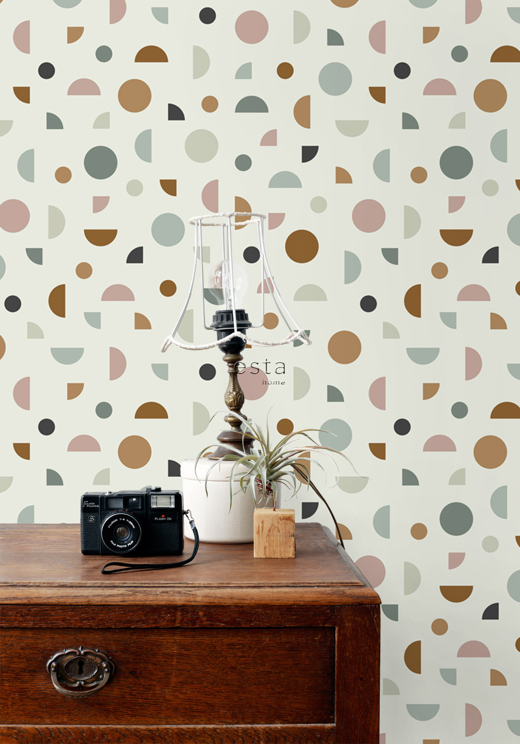 Grafiktapete bunte Formen Kreise Halbkreise Vlies beige 139277