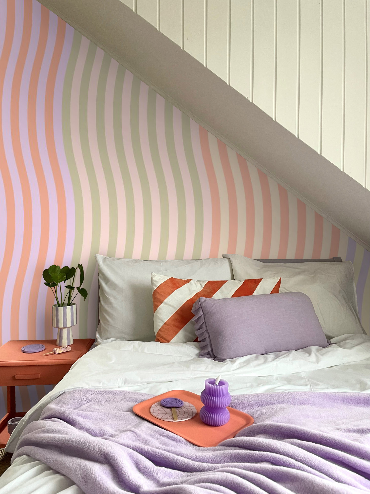 Wellenmuster Wandbild Pastell rosa 300 x 279 cm 159513