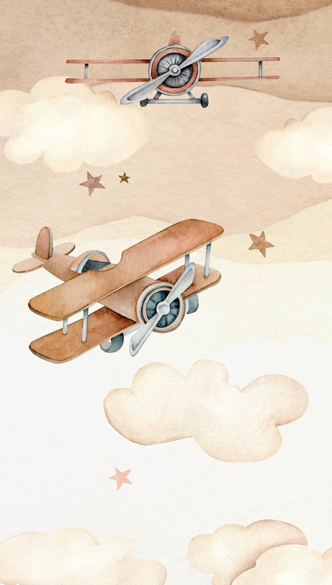 Propellerflugzeug Wandbild Himmeltapete auf Vlies 3 Bahnen