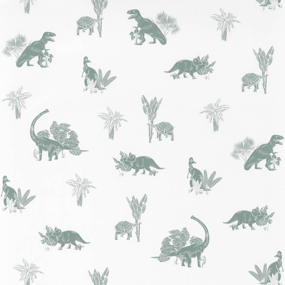 Non-woven wallpaper white green dinosaurs OUP101937105-36-OUP101937105.1M