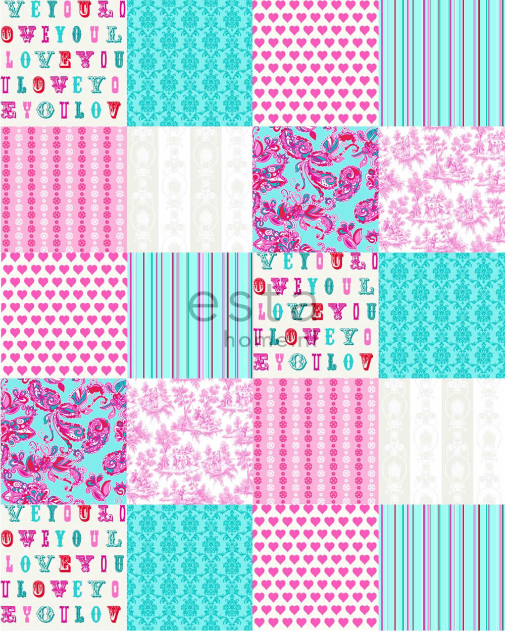 Colourwallxl Set of Love Turquoise Pink