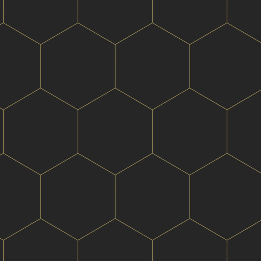 Non-woven wallpaper minimalist honeycomb pattern black 139313