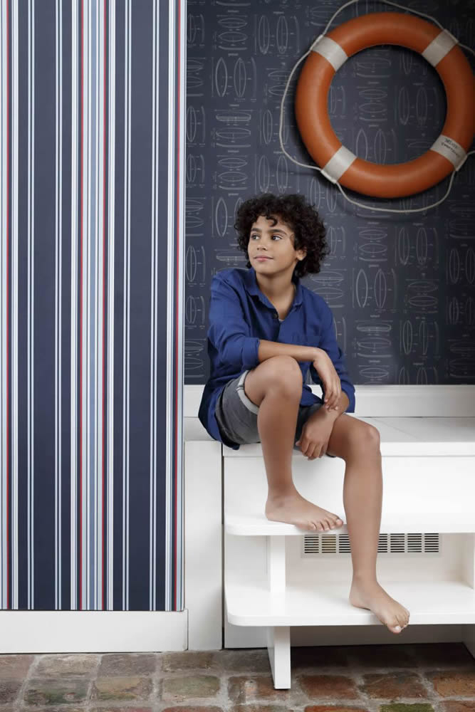 Non-woven wallpaper surfboards blue-23-128871.1M