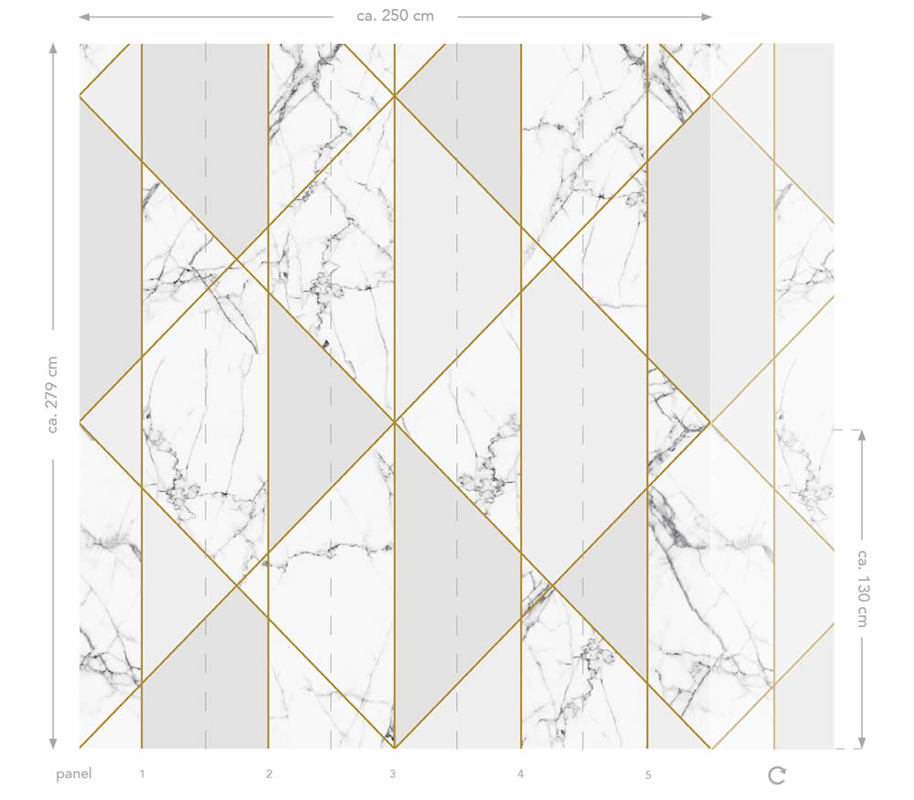 Wandbild Mamoroptik gold glänzend grau 250 x 279 cm 158965