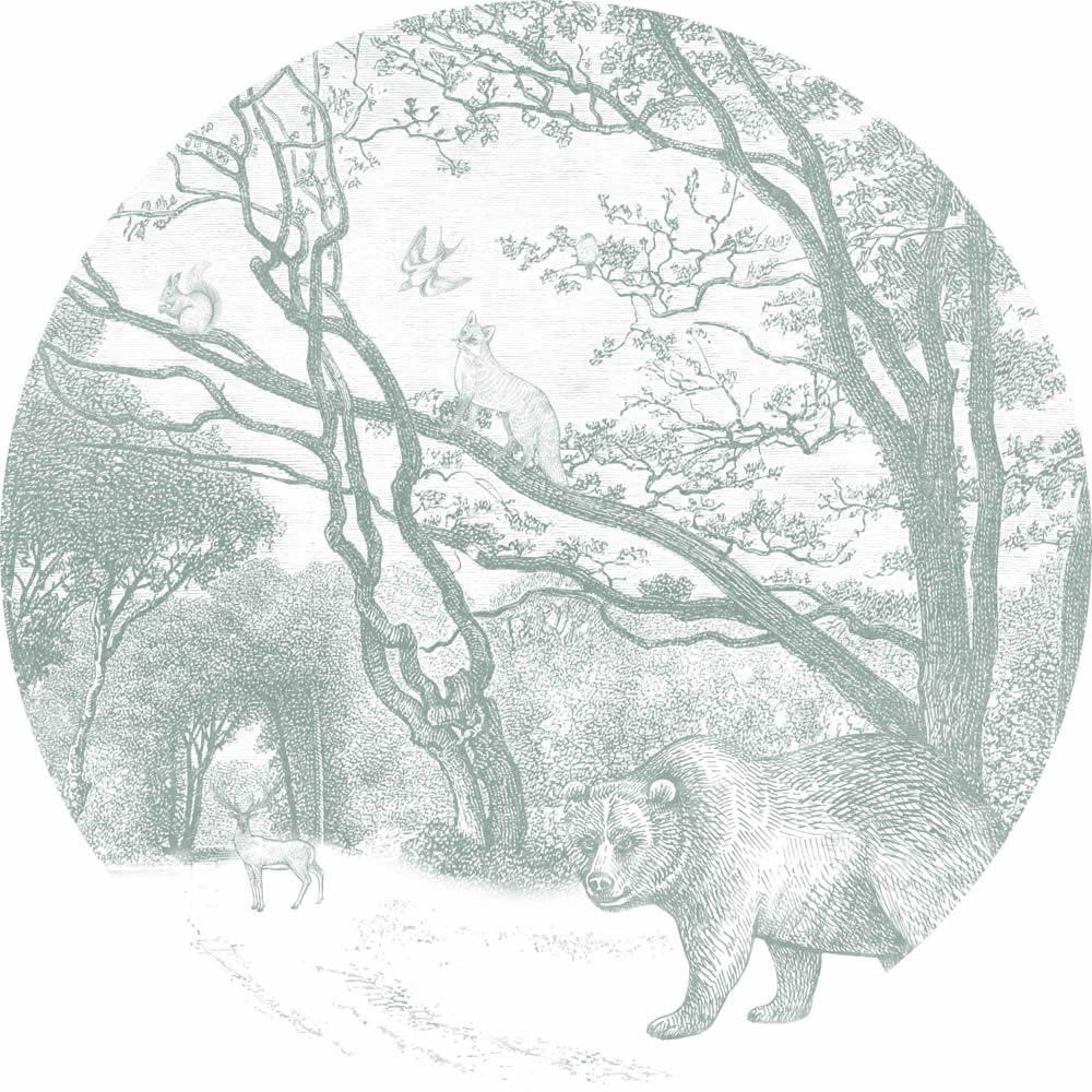 Märchenmotive Wandbild weiß und grün Woodland Rasch Textil 159084