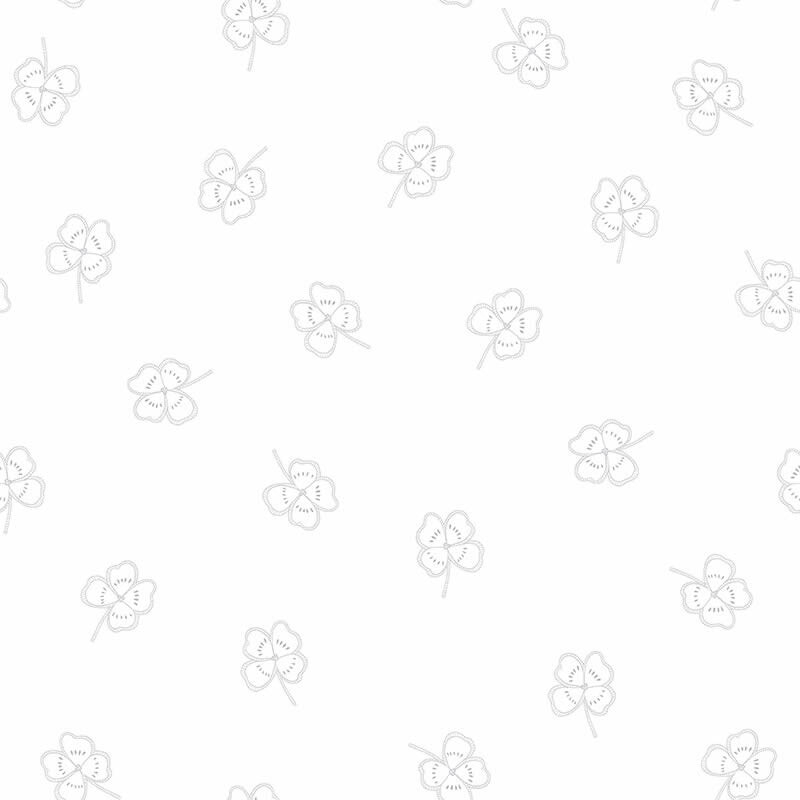 Tapete Weiß Silber-Graue Kleeblätter-65-27177