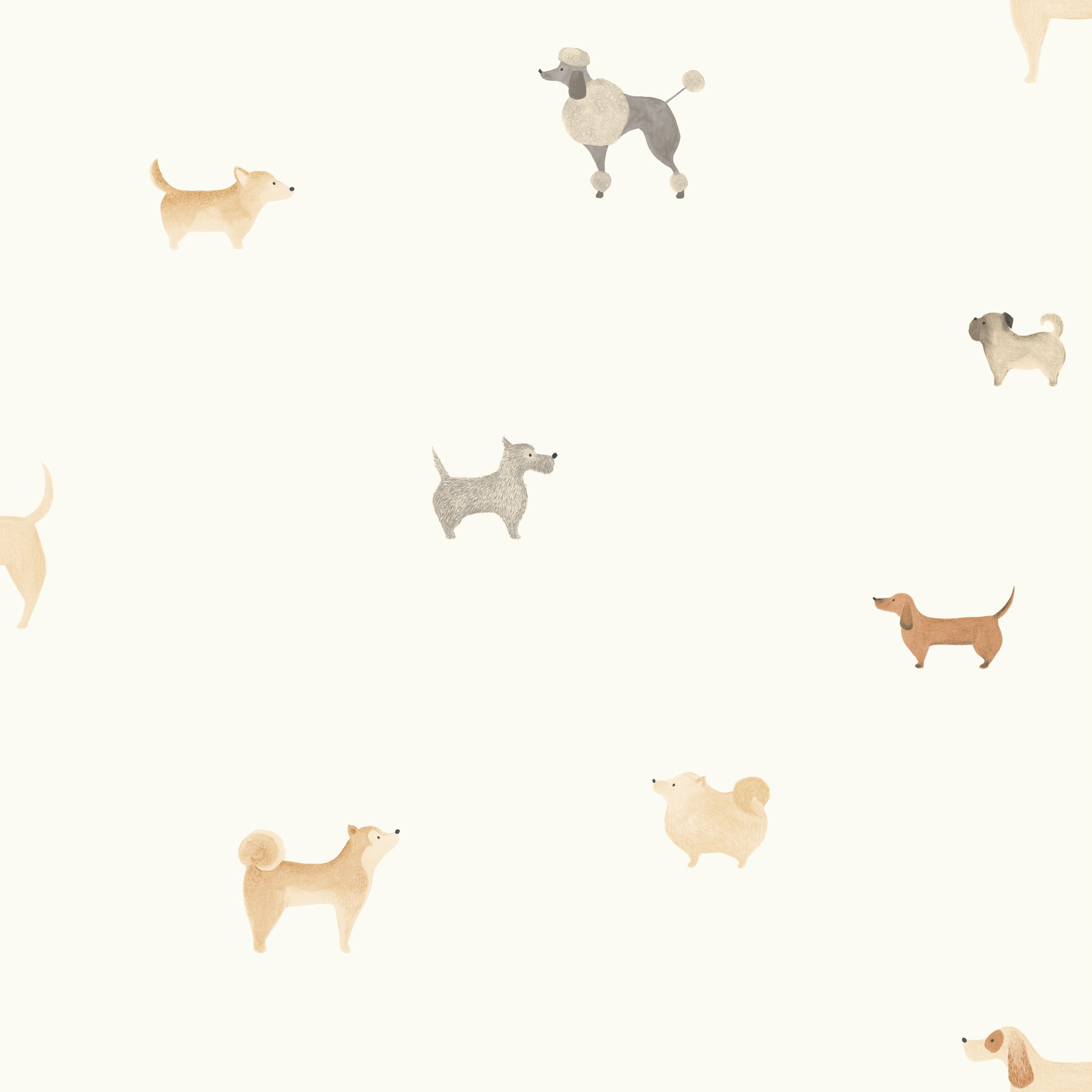 Tapete Hunde Tapete Aquarelloptik Vlies weiß OUTT202871515