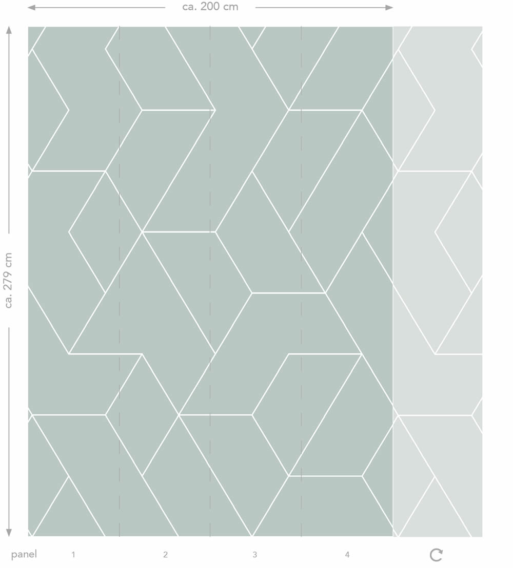 Wandbild Linien Scandi mintgrün Vlies 200 x 279 cm 158963