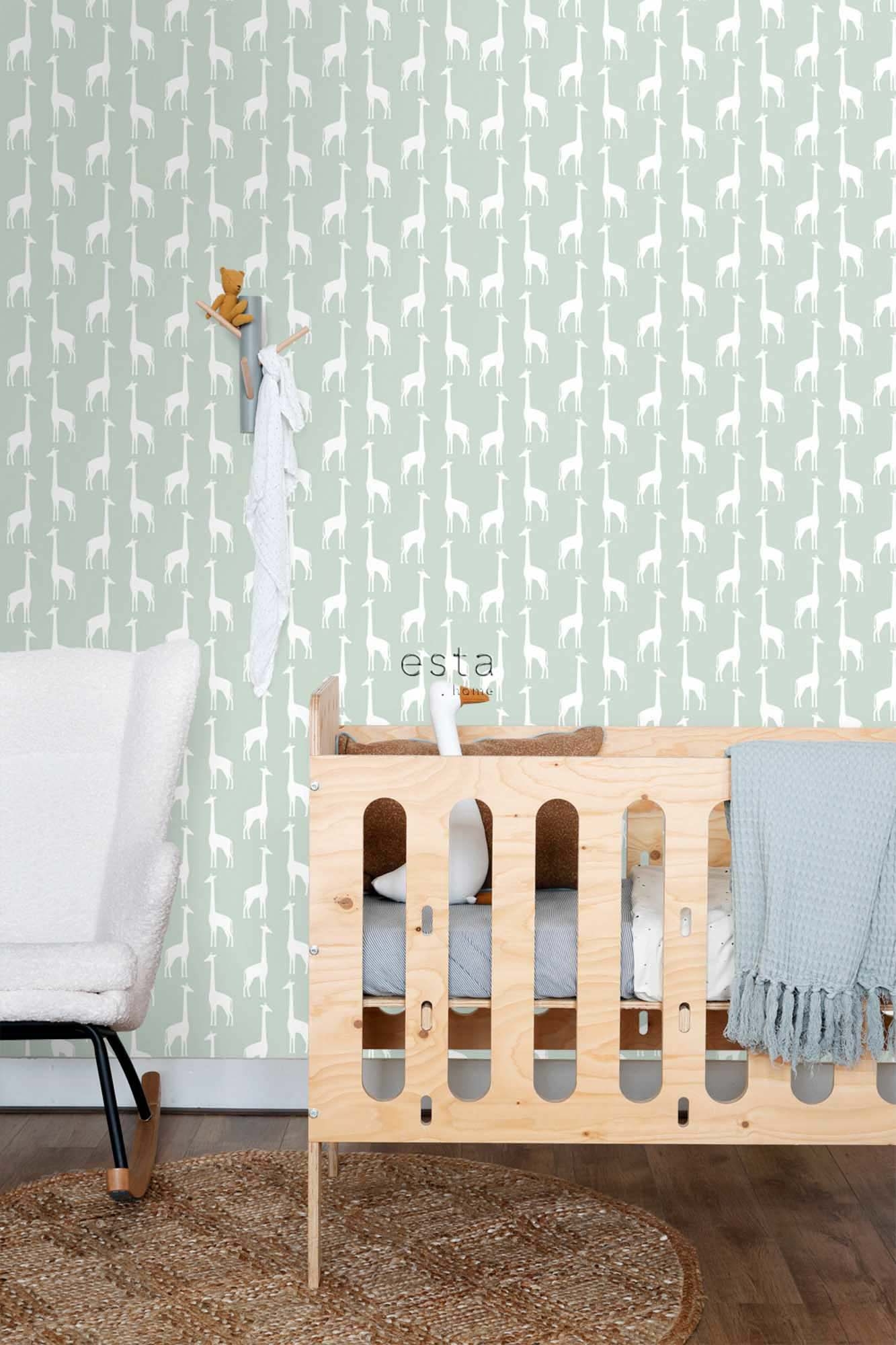 Giraffen Tapete Skandi mintgrün Vlies 139058