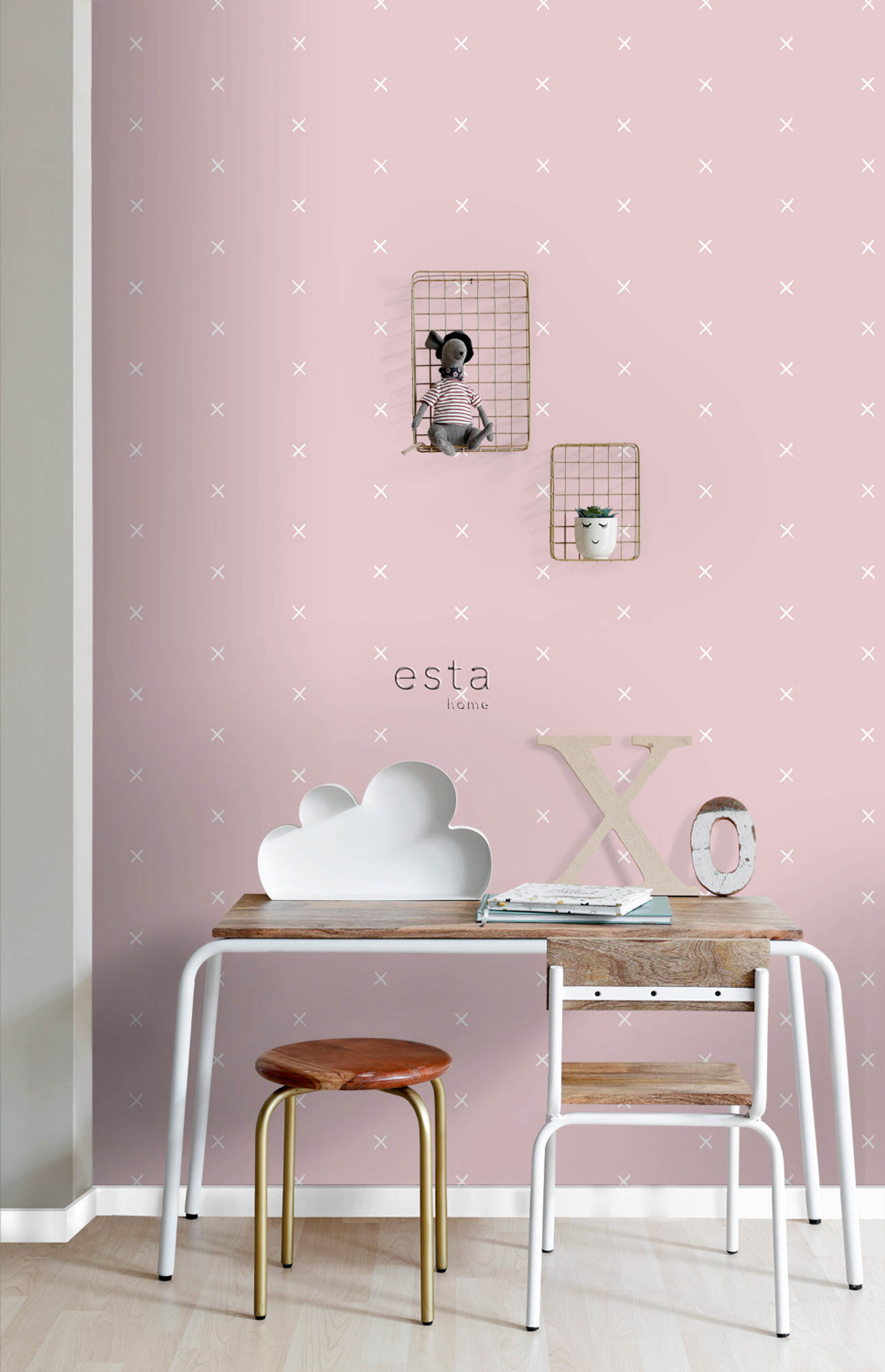 Grafische Tapete modern rosa Vlies 139069