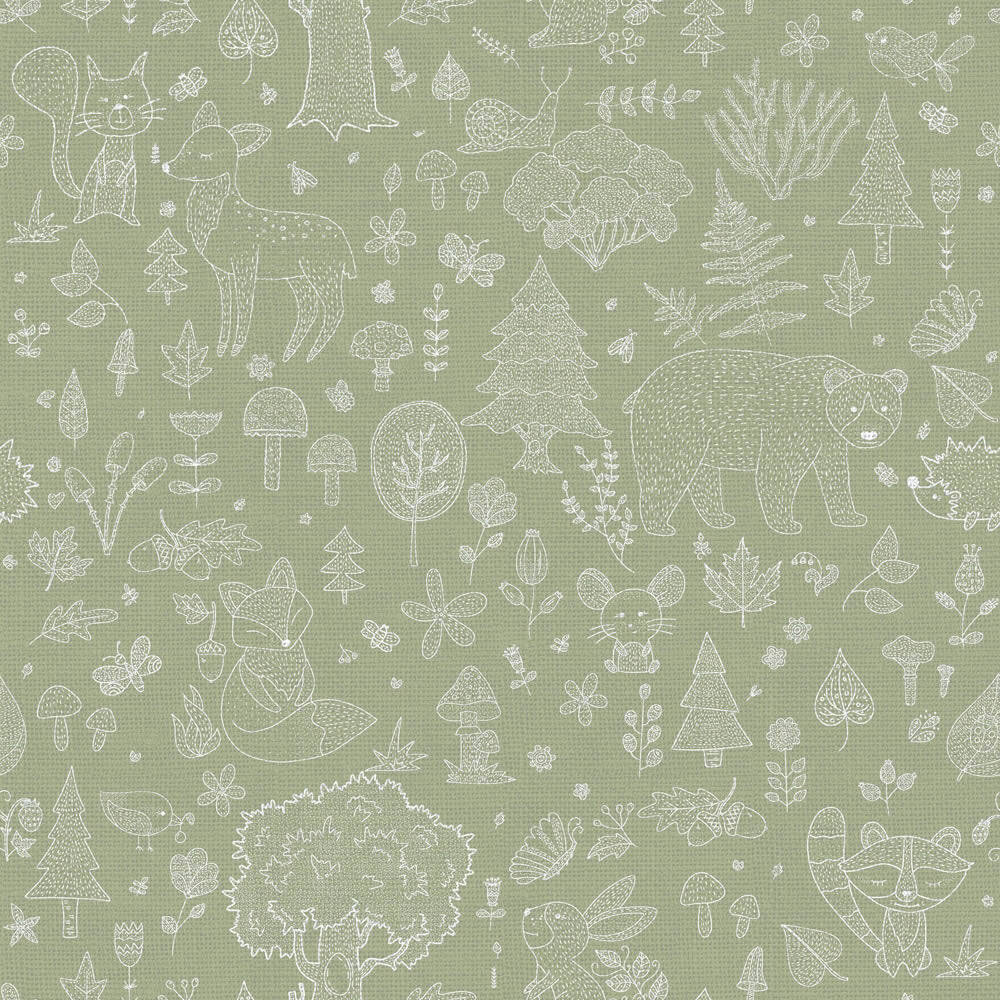 Vliestapete märchenhafte Naturmotive grün 014805