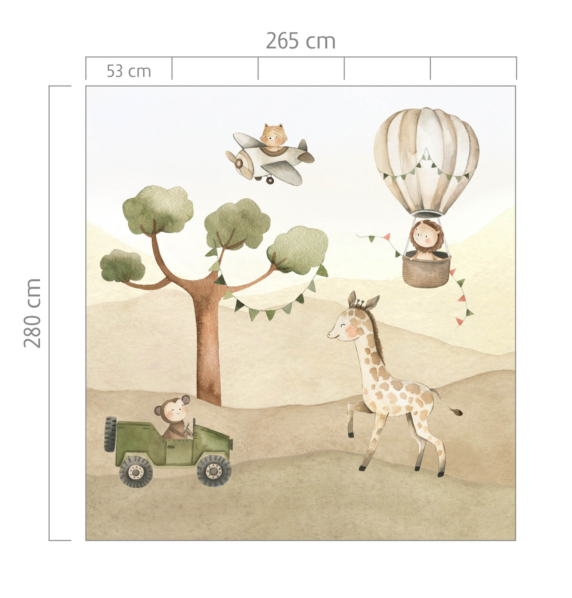 Landschaft Wandbild fliegender Löwe und Katze Vlies 5 Bahnen