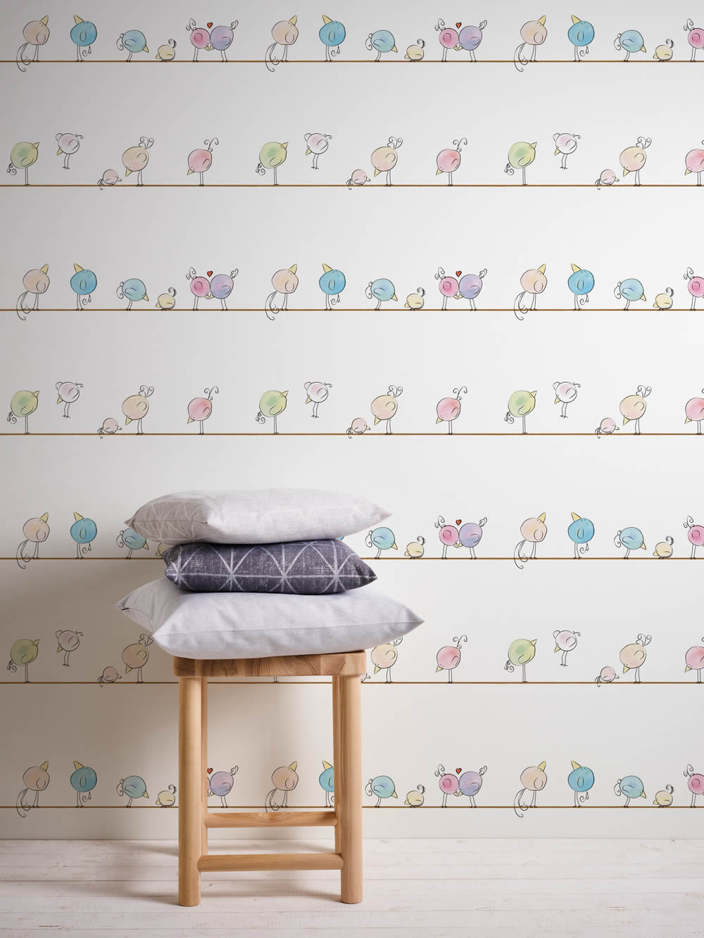 colorful birds animals wallpaper white and colorful Little Love AS Creation 381371-8-381371.1M