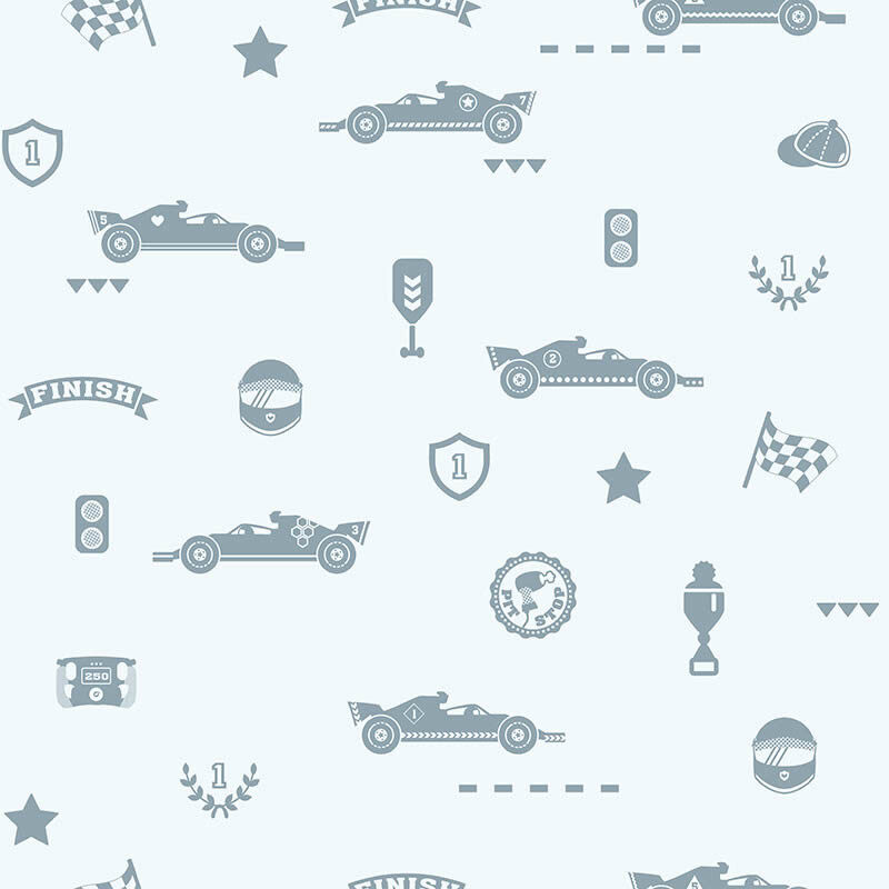 Tapete Rennautos Hell-Blau Vlies-65-27186
