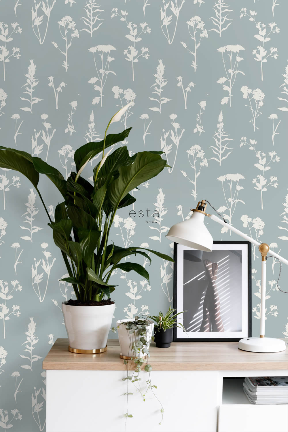 Tapete nordische Feldblumen hellblau Vlies 139394
