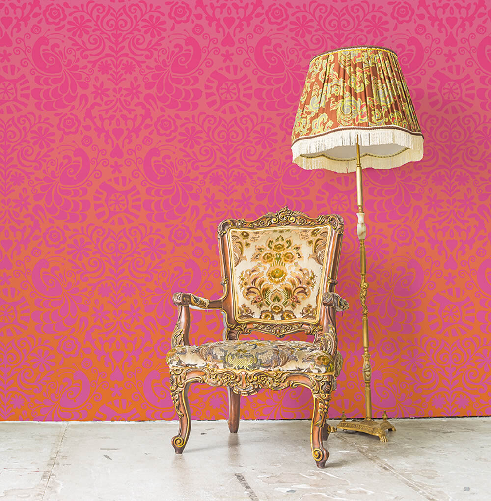 Wandbild Blumen Orange Pink Verlauf-65-TD4032