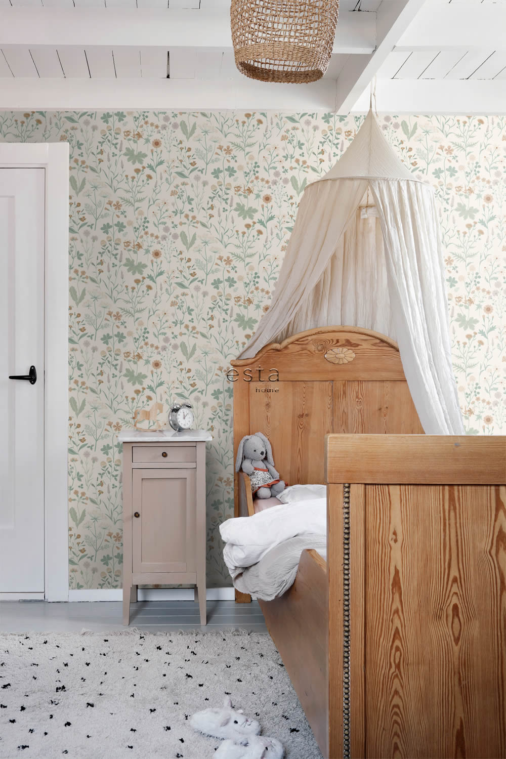 Tapete Scandi Feldblumen pastellfarben creme Vlies 139481