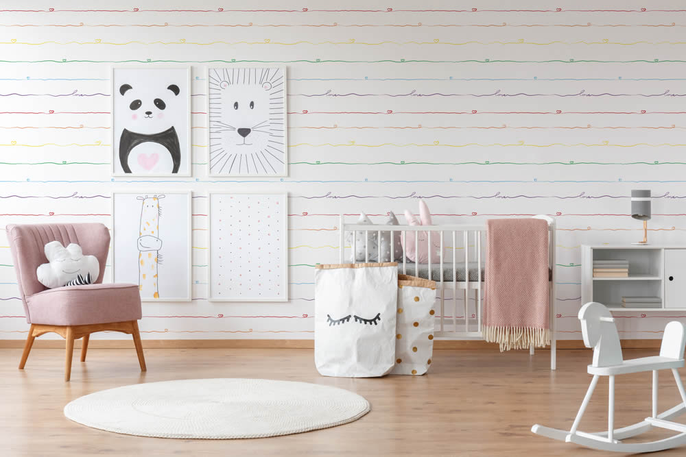 Love lettering wallpaper colorful and white Little Love AS Creation 381401-8-381401.1M