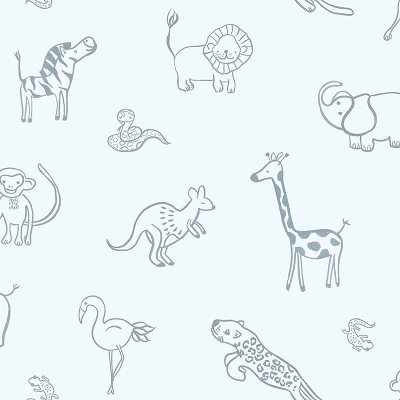 Tapete Hell-Blau Tiere Zoo Vlies-65-27174