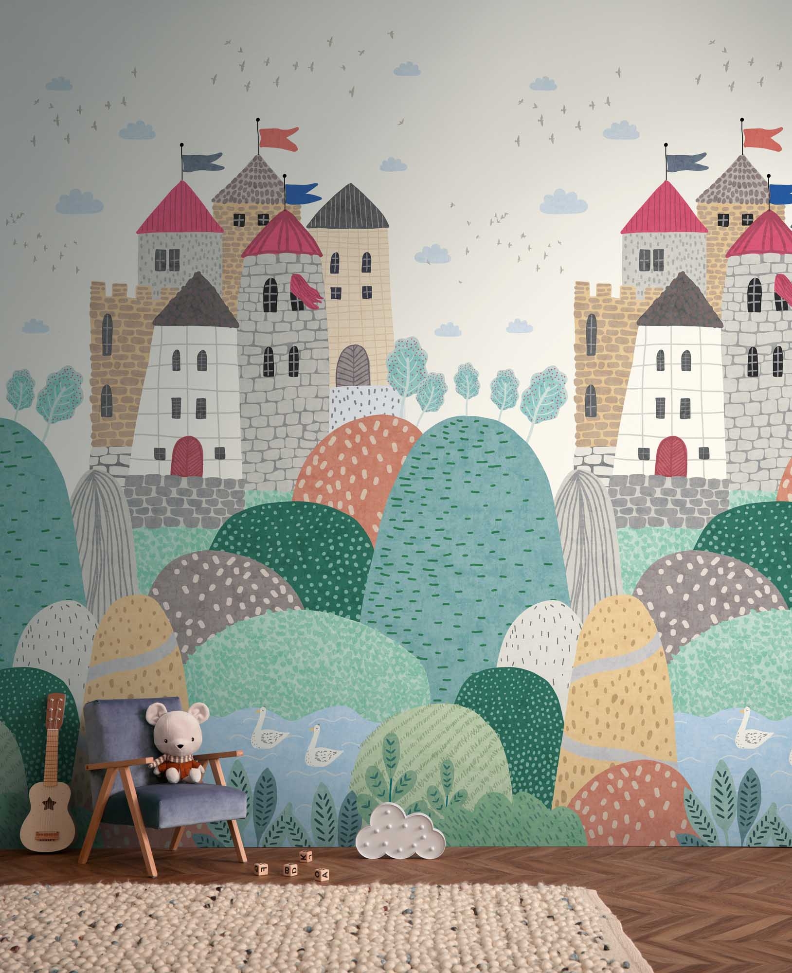 Wandbild Ritterburg Berge 159 x 280 cm 792889