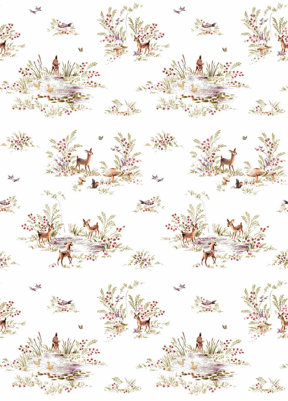White and Pastel Wildflowers Mural Woodland Rasch Textil 159055-23-159055
