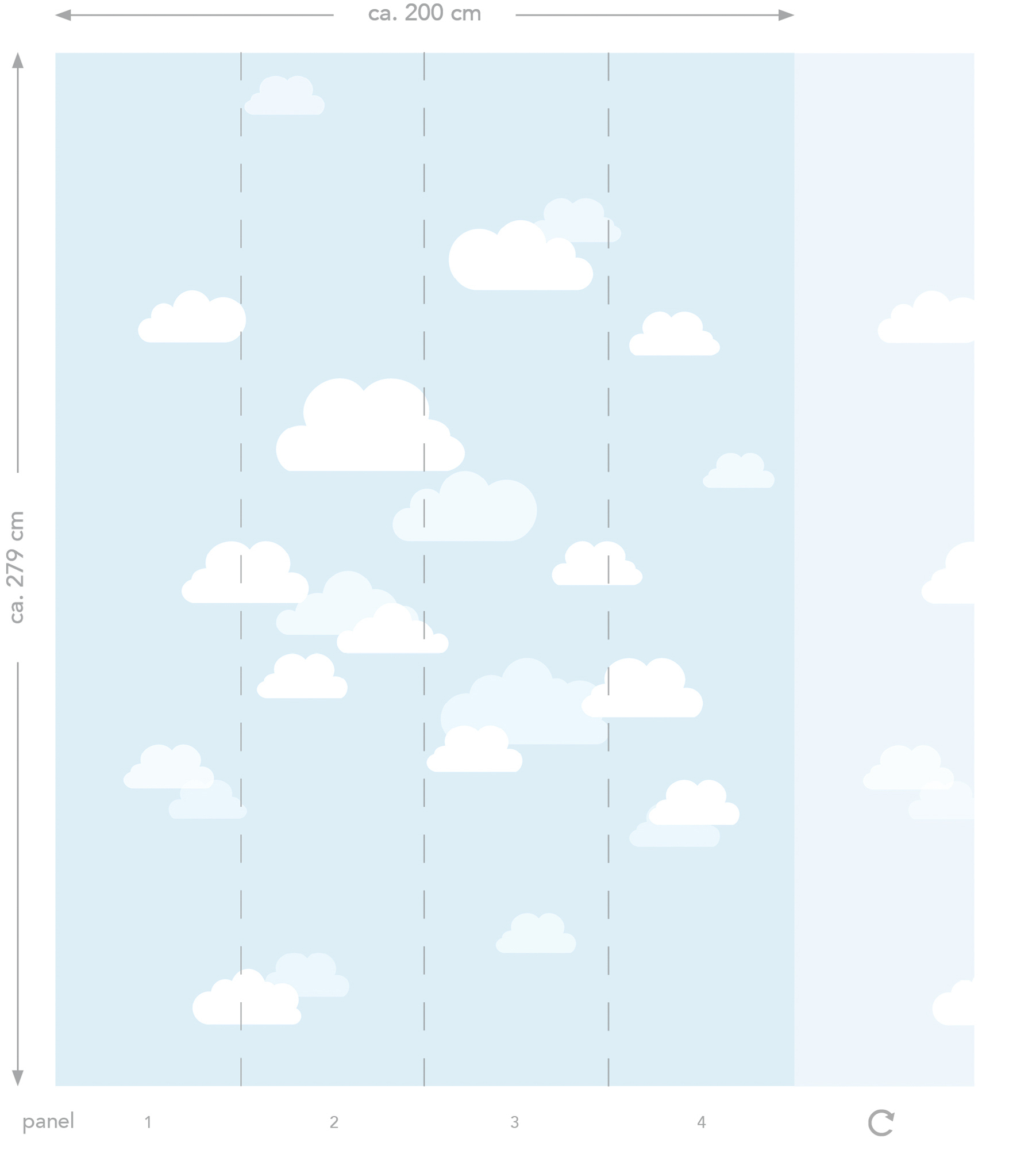 Wandbild Wolken hellblau 200 x 279 cm 158842