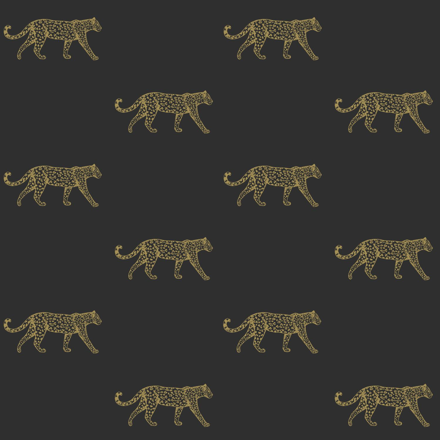Tapete Vliestapete goldene Leoparden schwarz 347686
