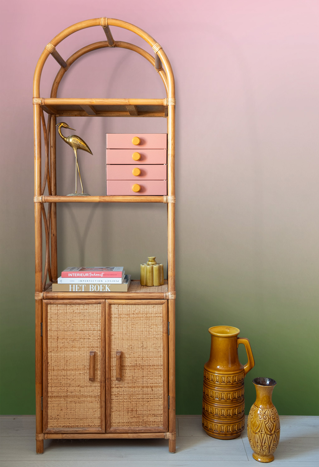 Farbverlauf Wandbild grün rosa 200 x 279 cm 159551
