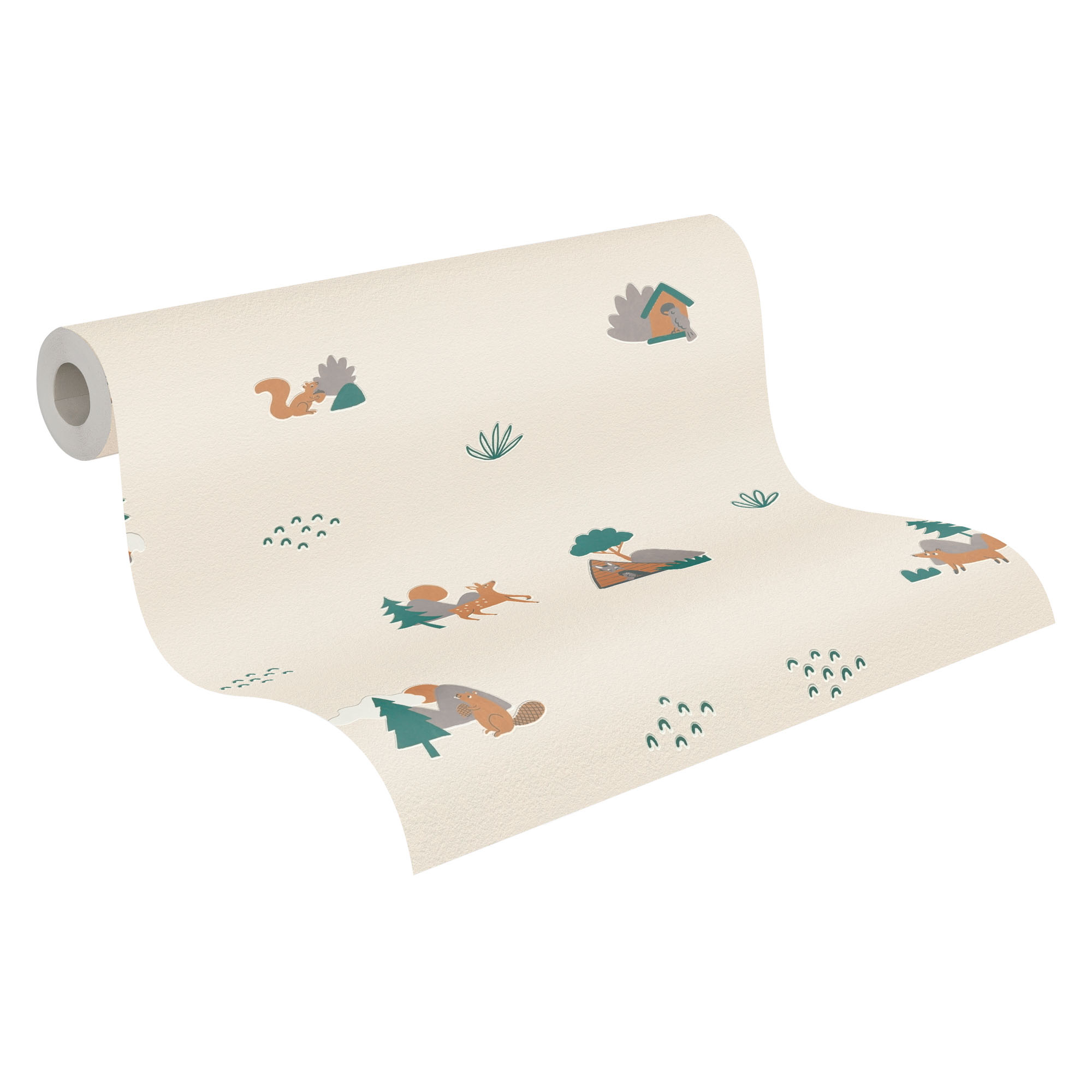 Tapete Waldtapete Waldtiere Fuchs Eichhörnchen creme 792581