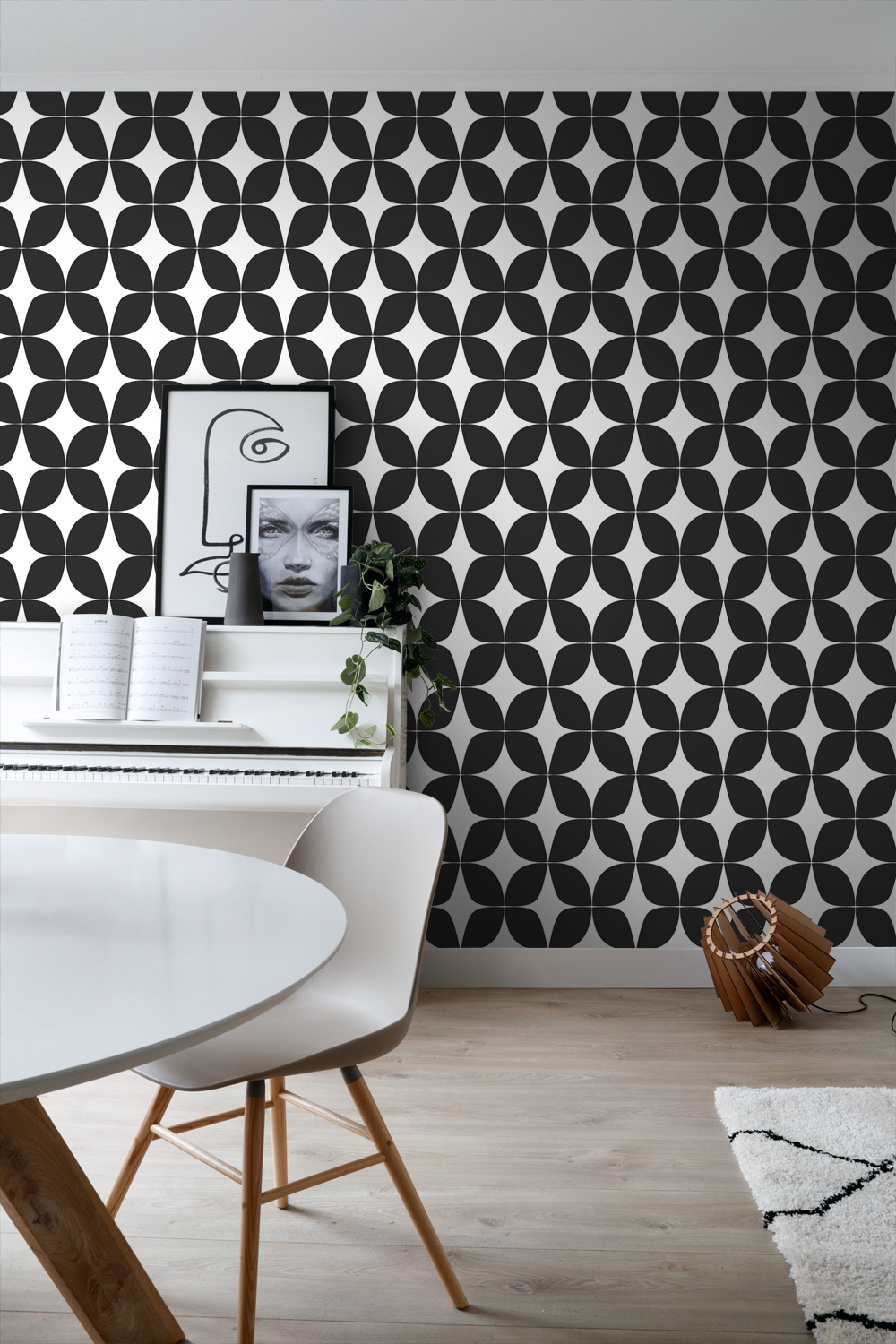 Tapete Scandi geometrisch schwarz weiß Vlies 139101