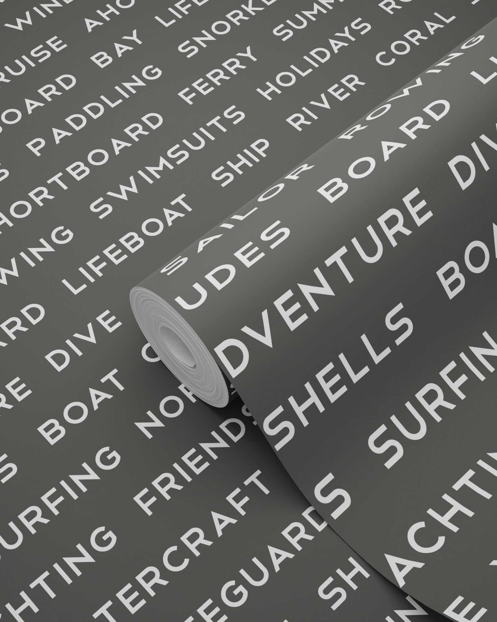 Tapete maritime Schrift dunkelgrau Vlies 138962