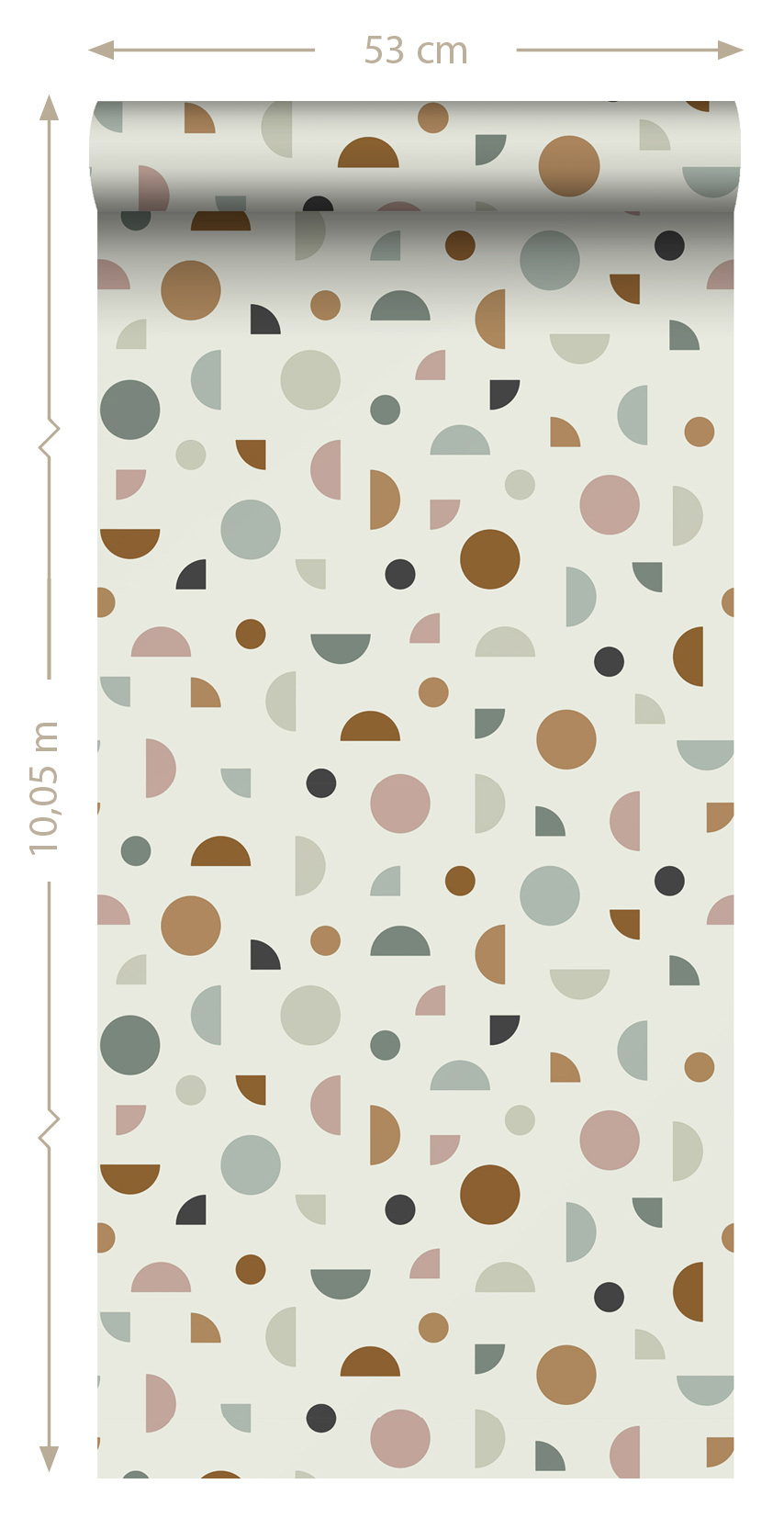 Grafiktapete bunte Formen Kreise Halbkreise Vlies beige 139277