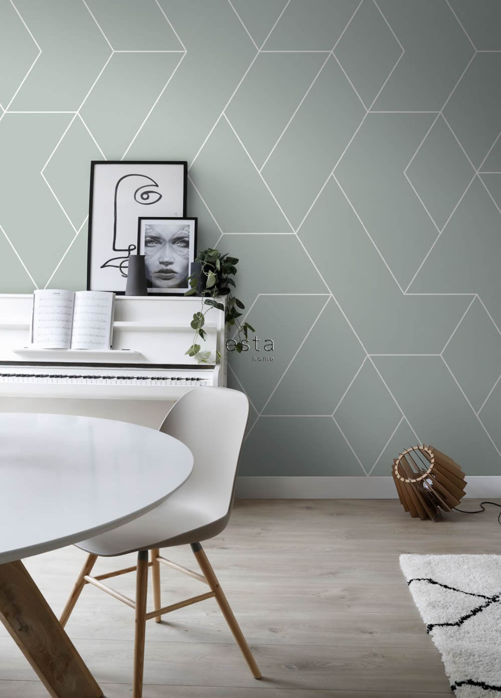 Wandbild Linien Scandi mintgrün Vlies 200 x 279 cm 158963