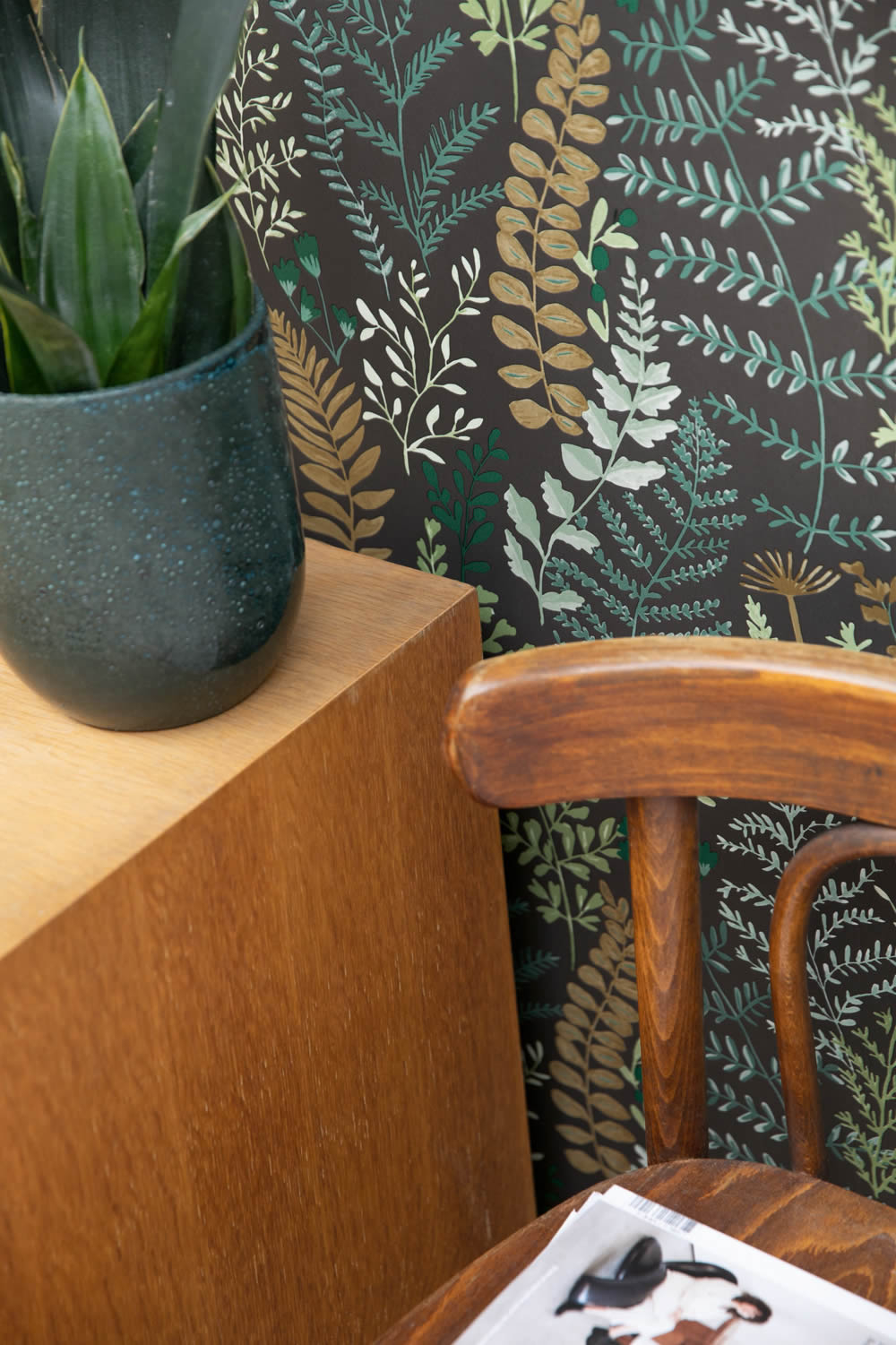 Colorful and black wallpaper plants Caselio - La Foret Texdecor FRT102927927-36-FRT102927927.1M